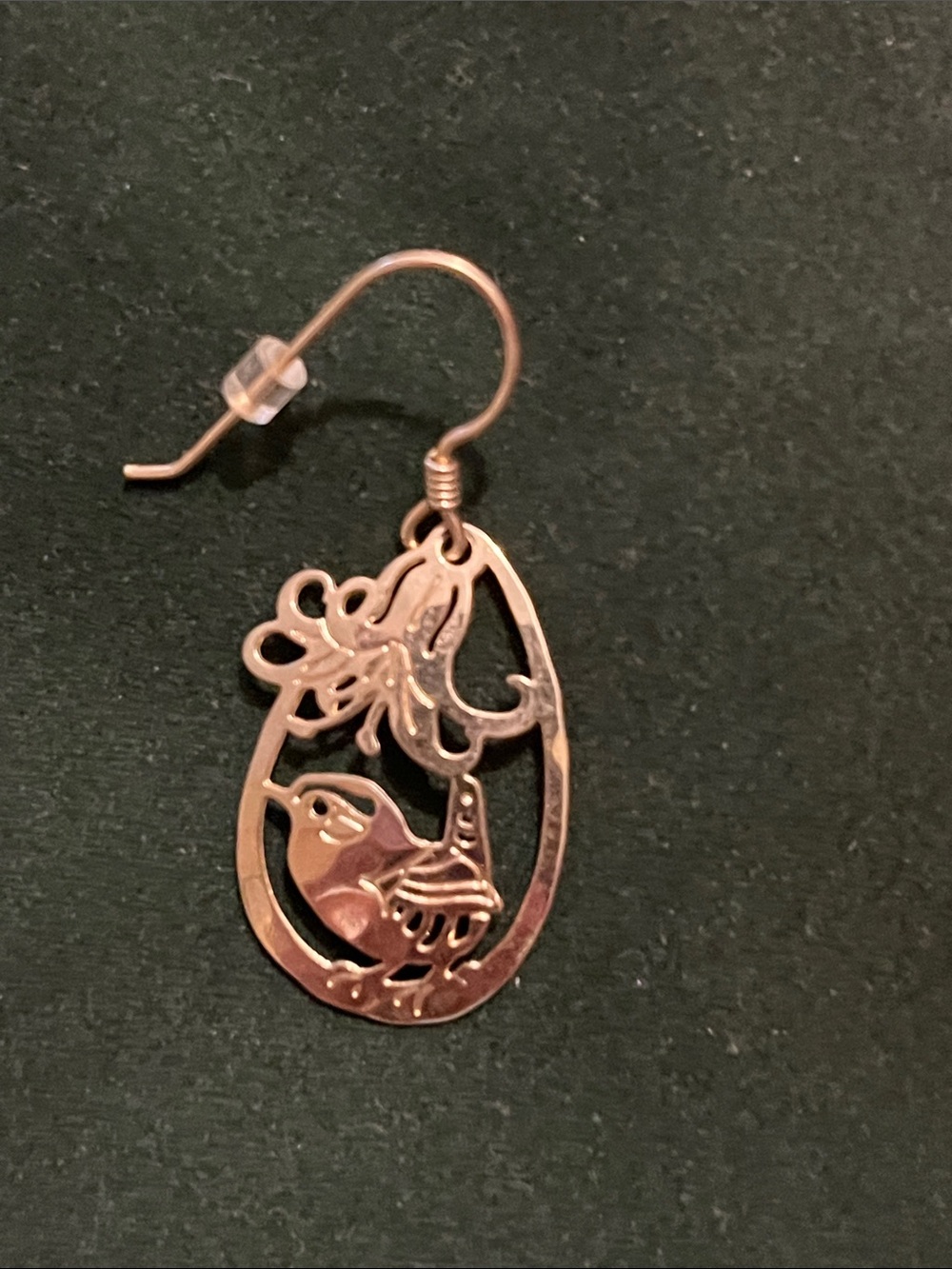 Rose-Tone Bird & Floral Drop Earrings for Women